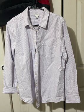 J. Crew Lavender and White Striped Button-Down Shirt